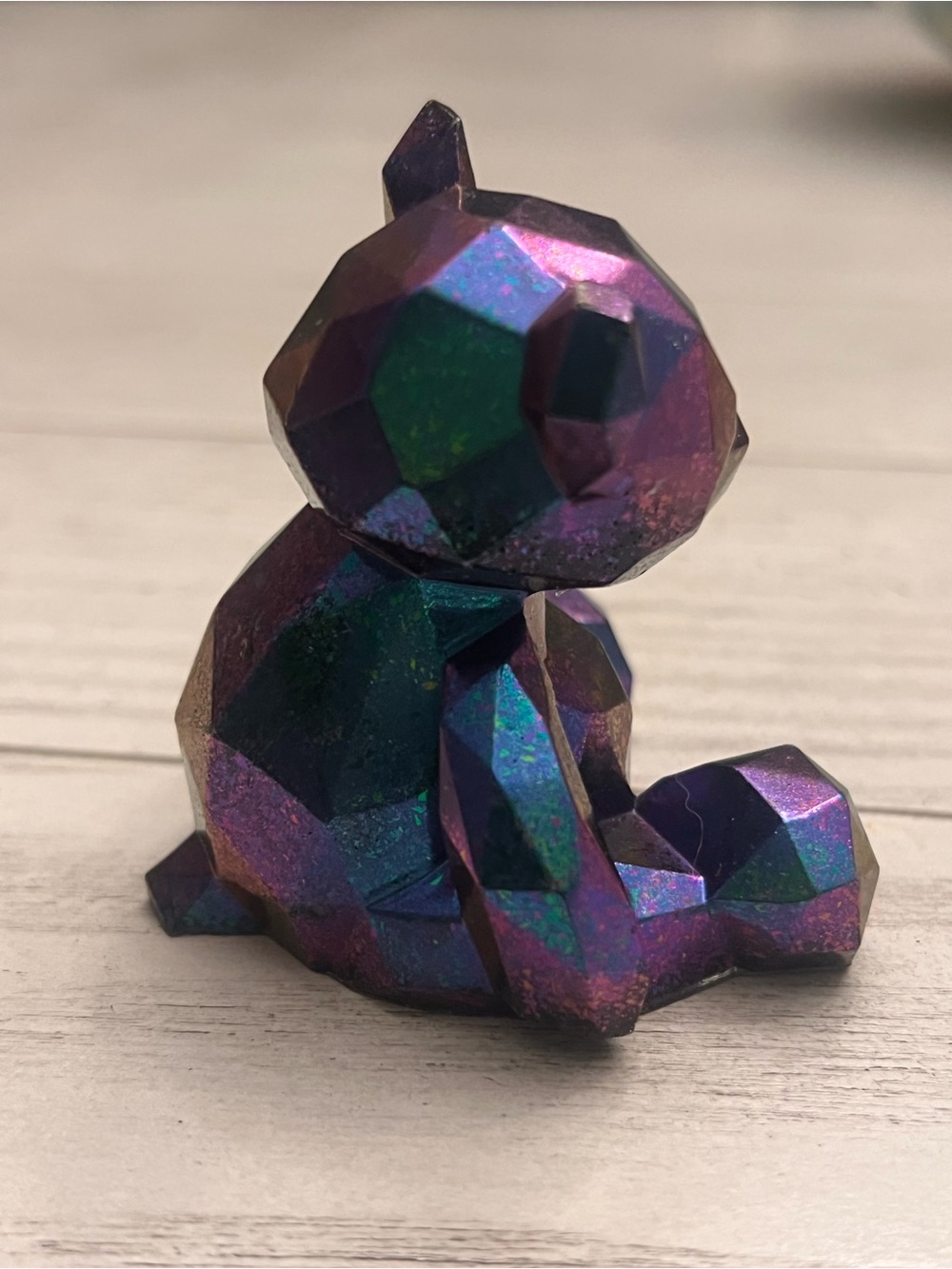 Holographic Resin Small Bear Figurine - Purple Green Blue - Picture 2 of 5